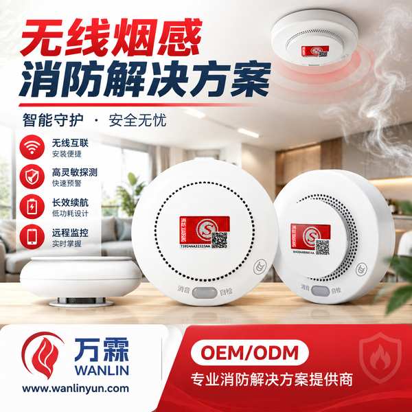 桃源县物联网无线烟感系统产品实拍 — 老旧小区楼道应用场景