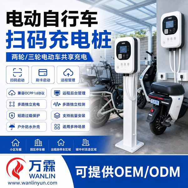 物业两轮电动车充电桩厦门充电场景实拍 物业两轮电动车充电桩实拍 — 厦门小区车棚与物业集中充电场景