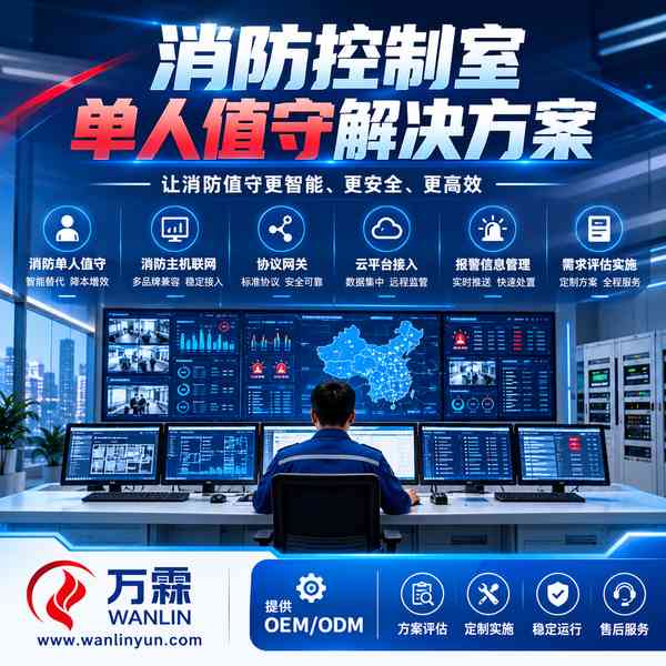 消防控制室值班与远程监管示意配图,非本地工程实拍