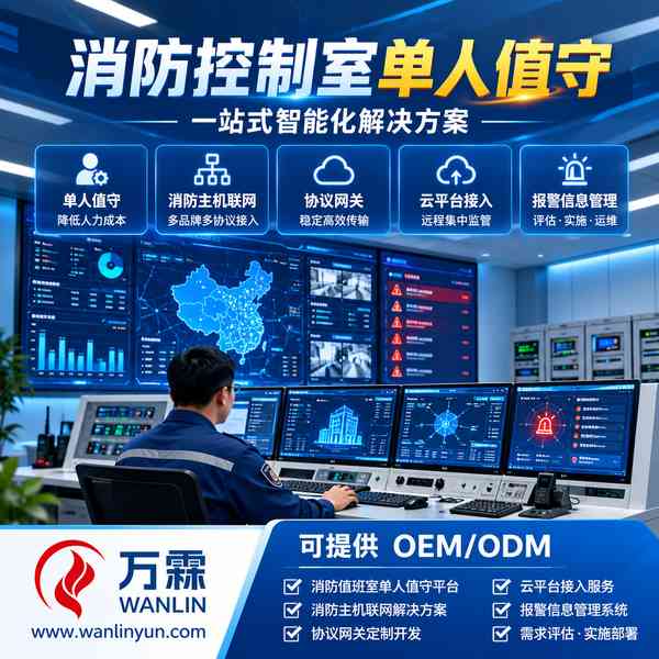 消防控制室值班与远程监管示意配图,非本地工程实拍